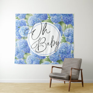 Oh Baby Hydrangea Blue Flowers Tapestry