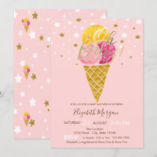 Oh Baby Ice creams Stars Baby Shower  Invitation