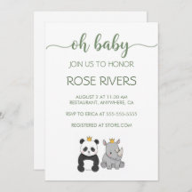 OH BABY INVITATION WITH BABY ANIMALS WITH A CROWN
