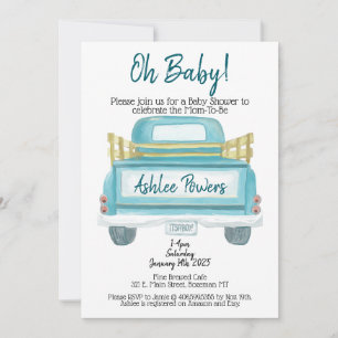 Oh Baby It's a boy baby shower invitation truck
