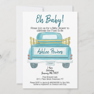 Oh Baby It's a boy baby shower invitation truck