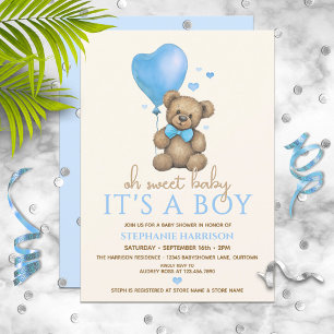 Oh Baby It's a Boy Teddy Bear Baby Shower Invitation