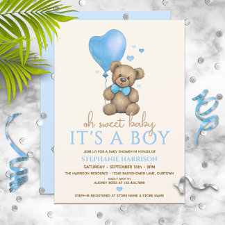 Oh Baby It's a Boy Teddy Bear Baby Shower Invitation