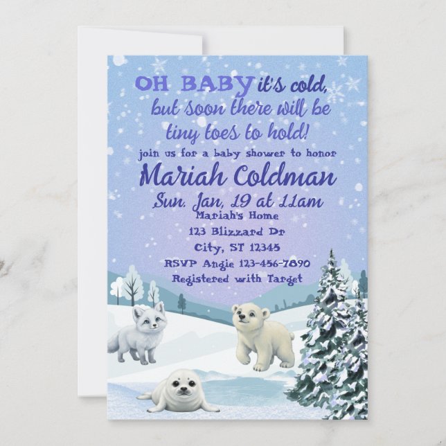 OH BABY it's cold, Arctic Animal Baby Shower Invitation (Front)