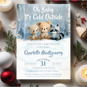 Oh Baby its cold outside Blue Baby Shower Invitation