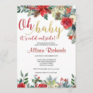 Oh baby it's cold outside holiday gender neutral invitation