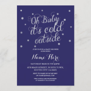 Oh Baby It's Cold Outside Navy Star Invitation