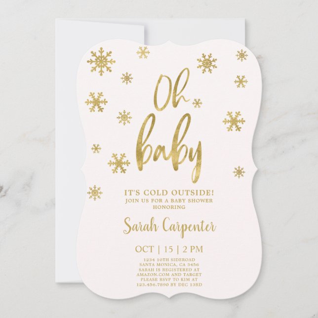 Oh Baby it's cold outside winter baby girl Invitation (Front)