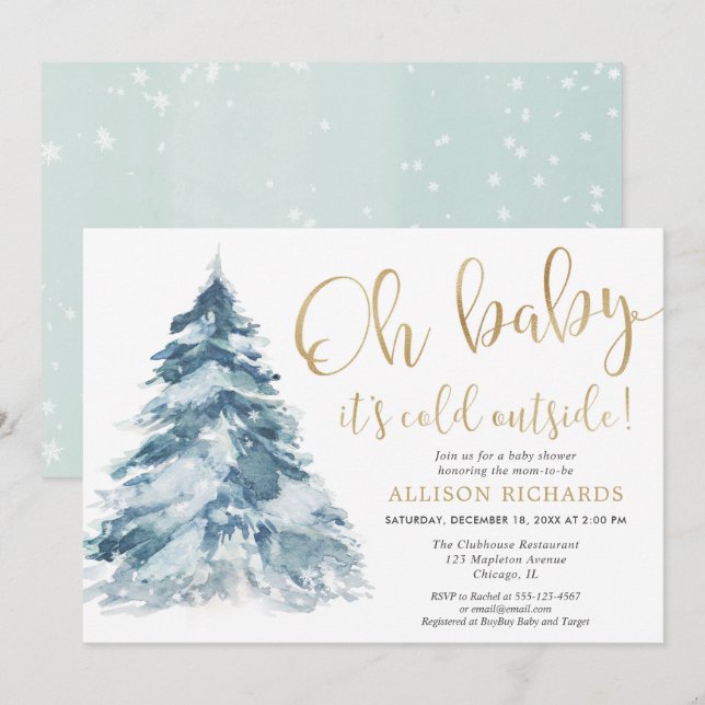Oh Baby it's cold outside winter baby shower Invitation (Front/Back)