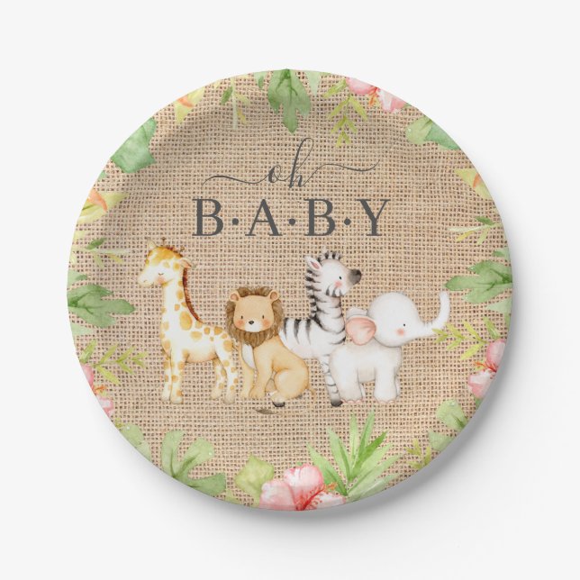 Oh Baby Jungle Baby Shower 7" Plate (Front)