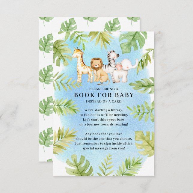 Oh Baby Jungle Baby Shower Book for Baby  Enclosure Card (Front/Back)