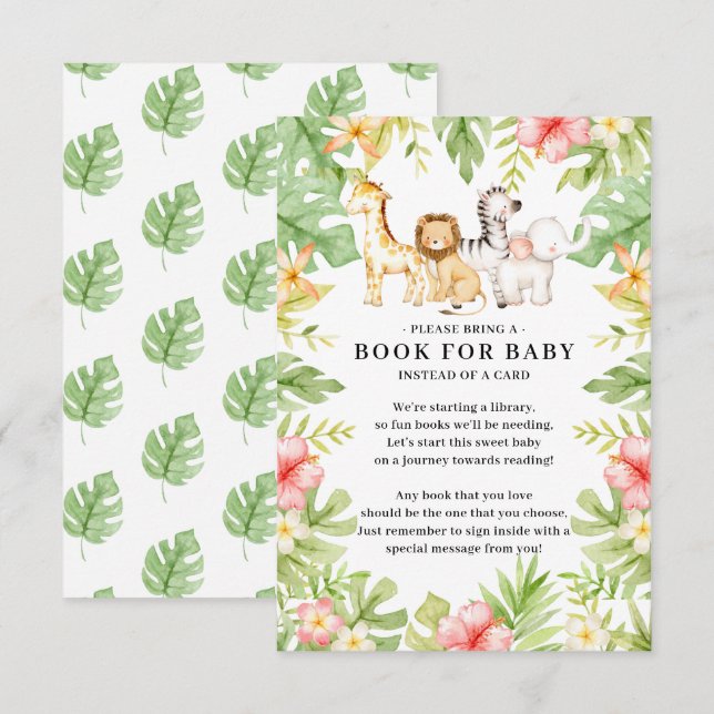 Oh Baby Jungle Baby Shower Book for Baby Enclosure Card (Front/Back)