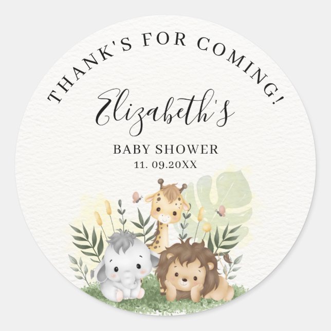 Oh Baby Jungle Baby Shower Boy Classic Round Sticker (Front)