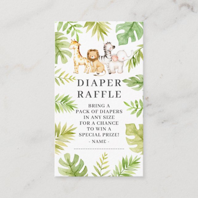 Oh Baby Jungle Baby Shower Diaper Raffle  Enclosur Enclosure Card (Front)
