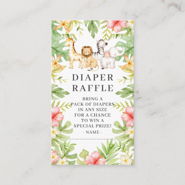 Oh Baby Jungle Baby Shower Diaper Raffle  Enclosure Card (Front)