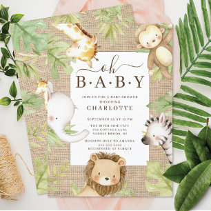 Oh Baby Jungle Baby Shower  Invitation