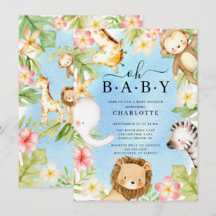 Oh Baby Jungle Baby Shower  Invitation
