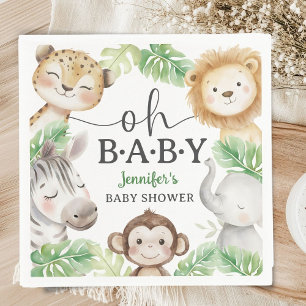 Oh Baby Jungle Baby Shower Safari Animals Paper Napkin