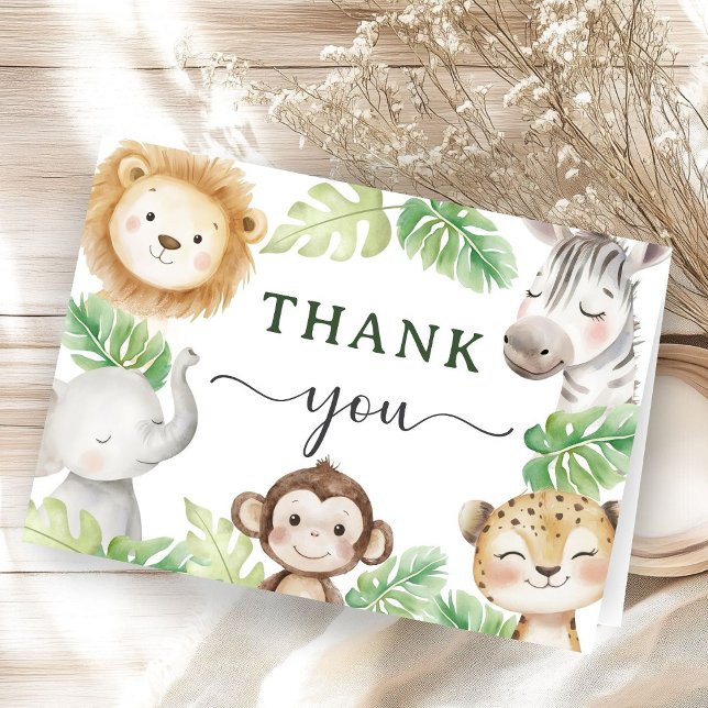 Oh Baby Jungle Baby Shower Safari Folded Thank You Card (Creator Uploaded)