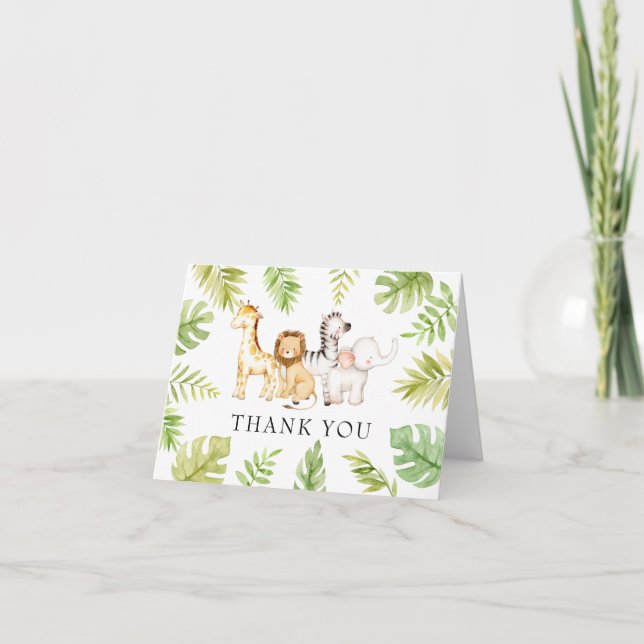 Oh Baby Jungle Baby Shower Thank You Card (Front)