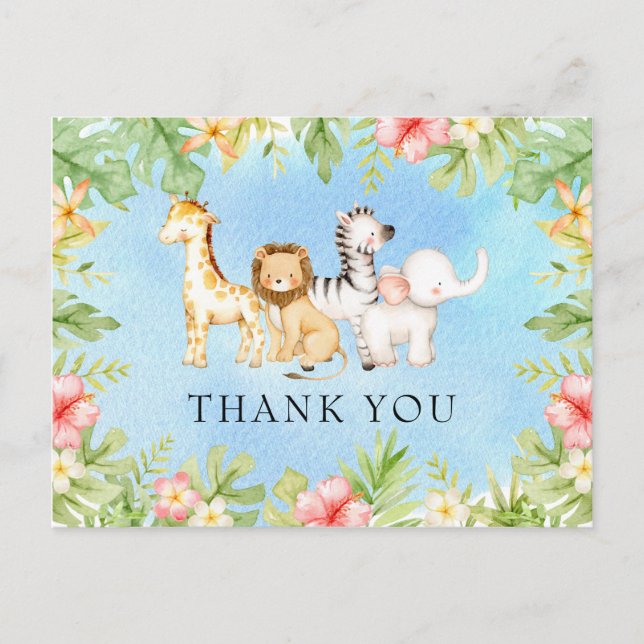 Oh Baby Jungle Baby Shower Thank You Postcard (Front)
