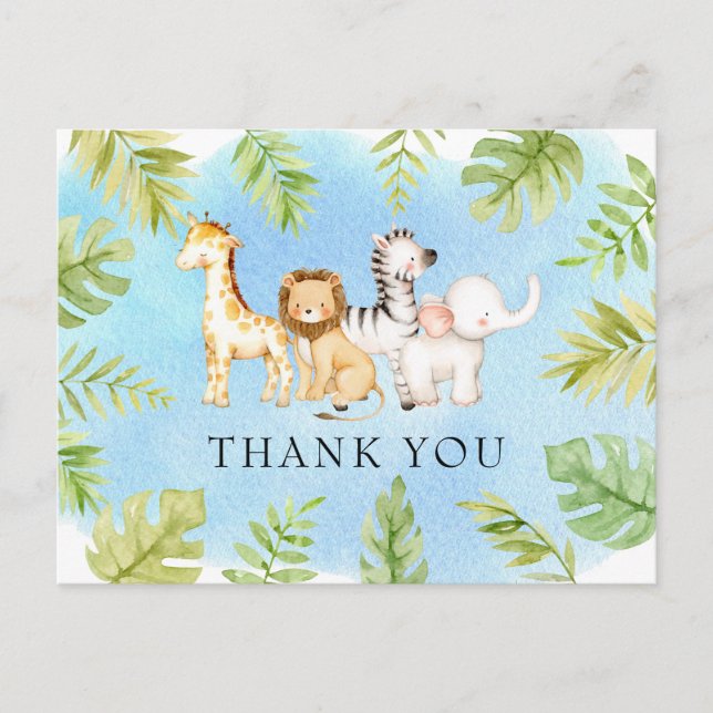 Oh Baby Jungle Baby Shower Thank You Postcard (Front)