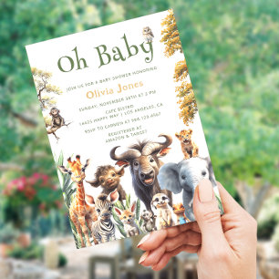 Oh Baby Jungle Gender Neutral Baby Shower  Invitation