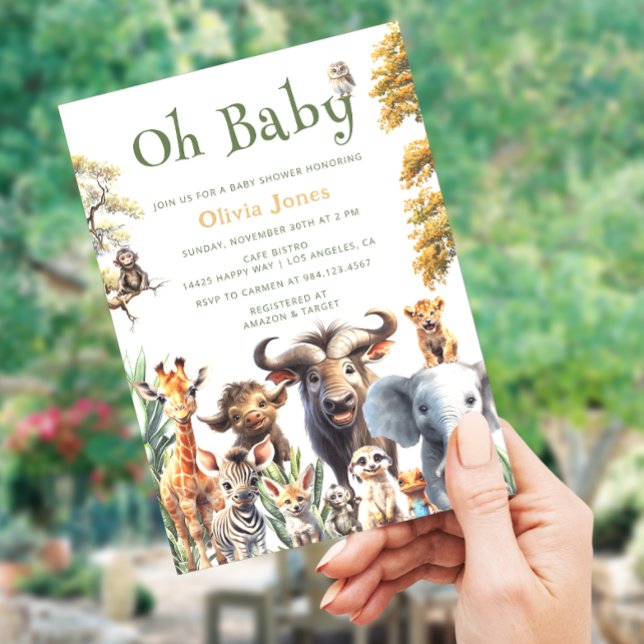 Oh Baby Jungle Gender Neutral Baby Shower  Invitation (Creator Uploaded)