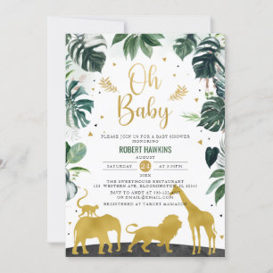 Oh Baby Jungle Gold Safari Animals Baby Shower Invitation