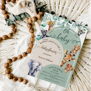 Oh Baby Jungle Safari Animals Baby Shower  Invitation
