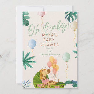 Oh Baby! Jungle Safari Baby Shower Invitation