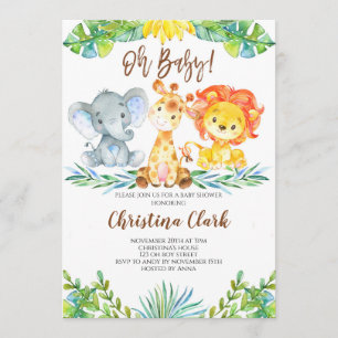 Oh Baby! Jungle Safari Cute Baby Shower Invitation