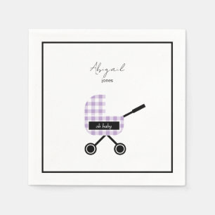 Oh Baby Lavender Gingham Pram Baby Shower  Napkins