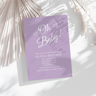 "Oh Baby" Lavender Modern Minimalist Baby Shower Invitation