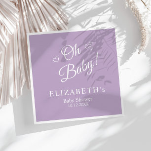 "Oh Baby" Lavender Modern Minimalist Baby Shower Napkin