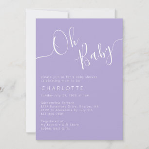 Oh Baby Lavender Purple Gender Neutral Baby Shower Invitation