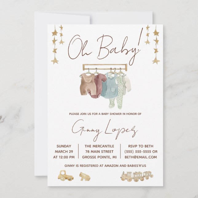 Oh Baby, Layette, Eco Toys Baby Shower Invitation (Front)