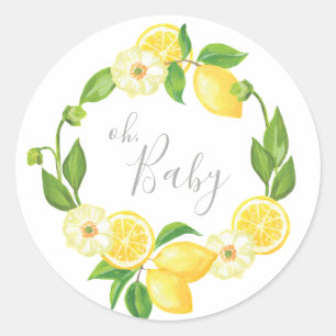 oh Baby Lemon Floral Baby Thank You Favour Sticker