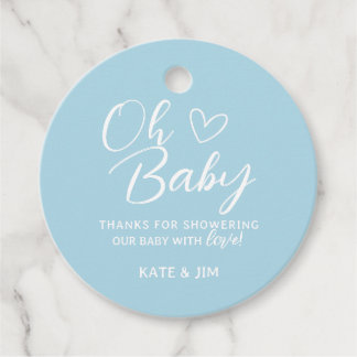 Oh Baby Light Blue Baby Shower Thank You Message Favour Tags
