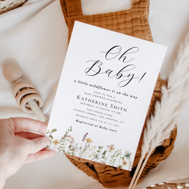 Oh Baby Little Wildflower Baby Shower Invitation (Creator Uploaded)