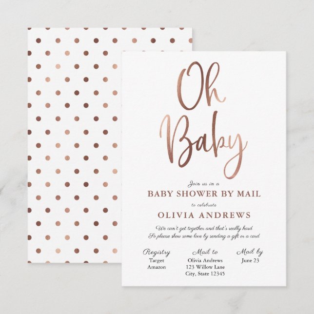 Oh Baby Long Distance Baby Shower Invitation (Front/Back)