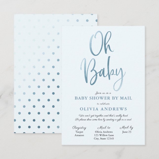 Oh Baby Long Distance Baby Shower Invitation (Front/Back)