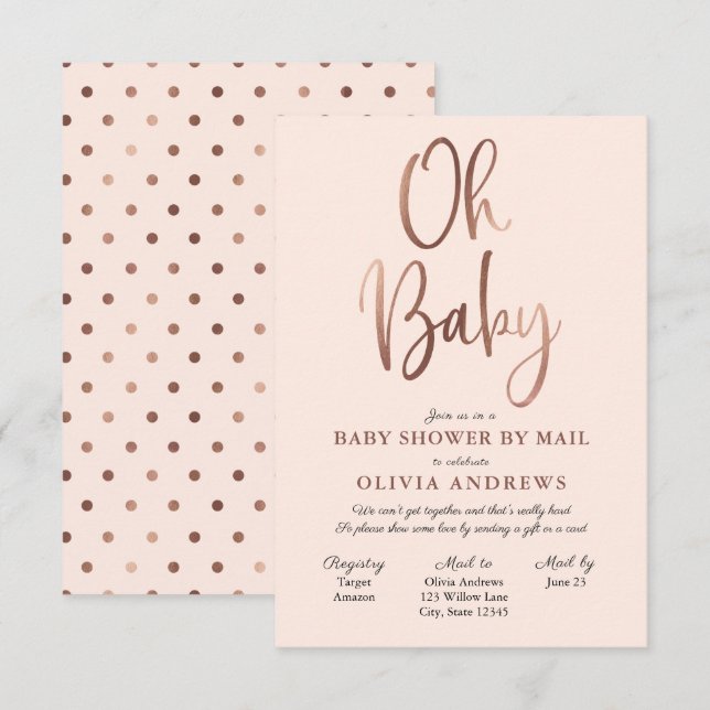Oh Baby Long Distance Baby Shower Invitation (Front/Back)