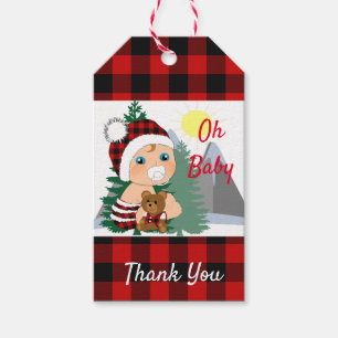 Oh Baby Lumberjack Plaid Cute Baby Shower Gift Tags