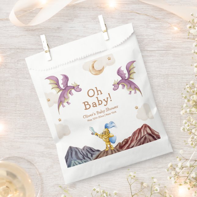 Oh Baby Mediaeval Fairytale Dragon Boy Baby Shower Favour Bags (Clipped)