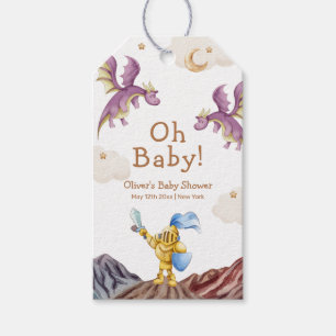 Oh Baby Mediaeval Fairytale Dragon Boy Baby Shower Gift Tags