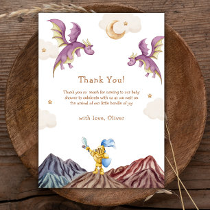 Oh Baby Mediaeval Fairytale Dragon Boy Baby Shower Thank You Card
