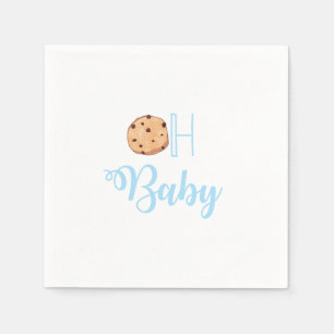 Oh Baby Milk and Cookies blue Baby Shower Napkin