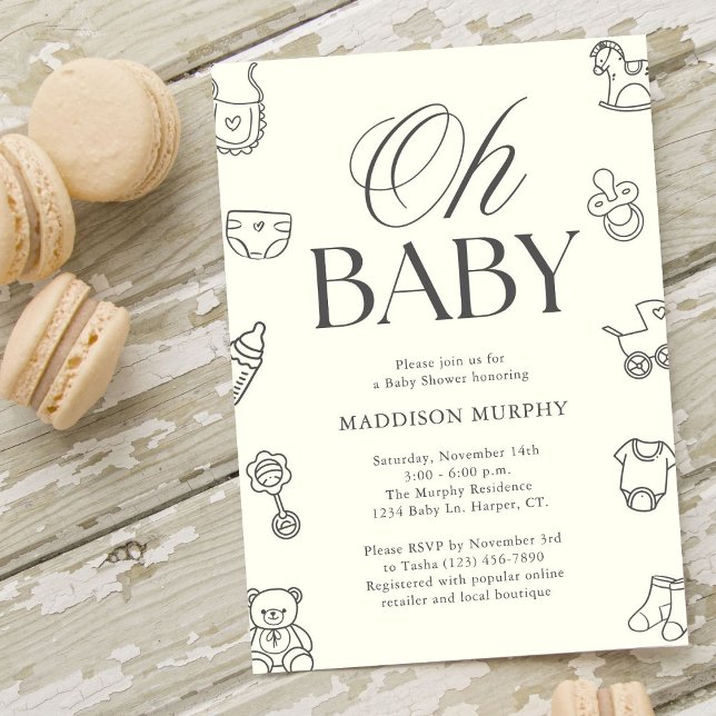 Oh Baby Minimal Gender Neutral Baby Shower Invitation (Creator Uploaded)