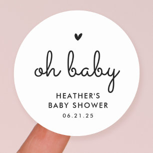 Oh Baby Minimalist Baby Shower Favour  Classic Round Sticker